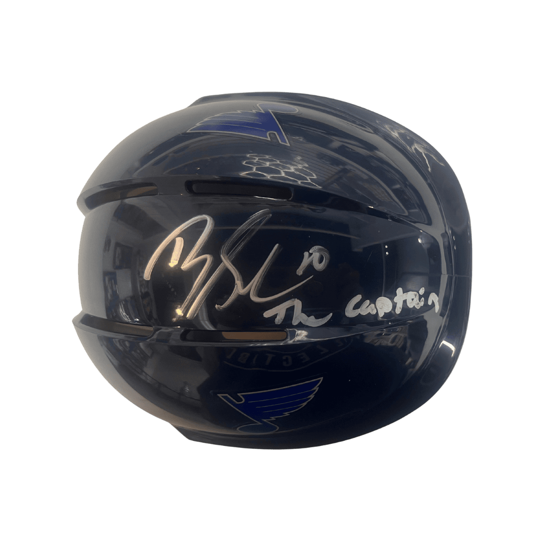 Brayden Schenn St Louis Blues Autographed Mini Replica Blue Helmet with Inscription - JSA COA