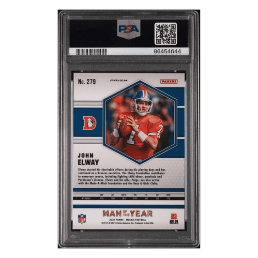 John Elway PSA 10 2021 Panini Mosaic Genesis Case Hit Card #279
