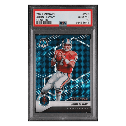 John Elway PSA 10 2021 Panini Mosaic Genesis Case Hit Card #279