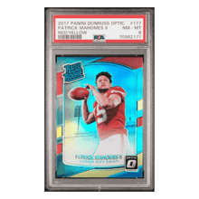 Patrick Mahomes PSA 8 2017 Panini Donruss Optic Red/ Yellow Rated Rookie Card #177