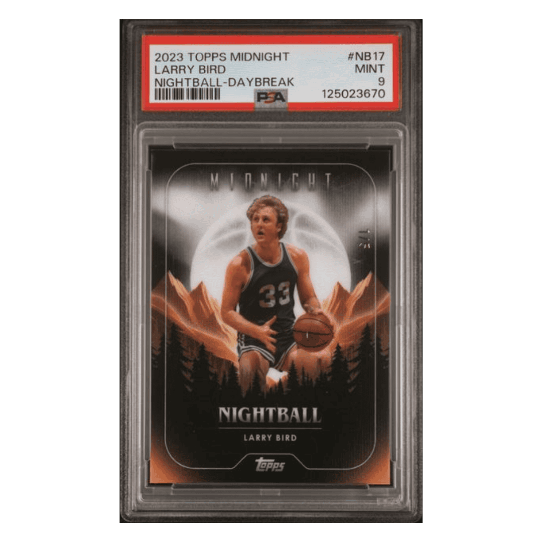Larry Bird PSA 9 2023 Topps Midnight Nightball Daybreak #1/ 5 Card #NB17