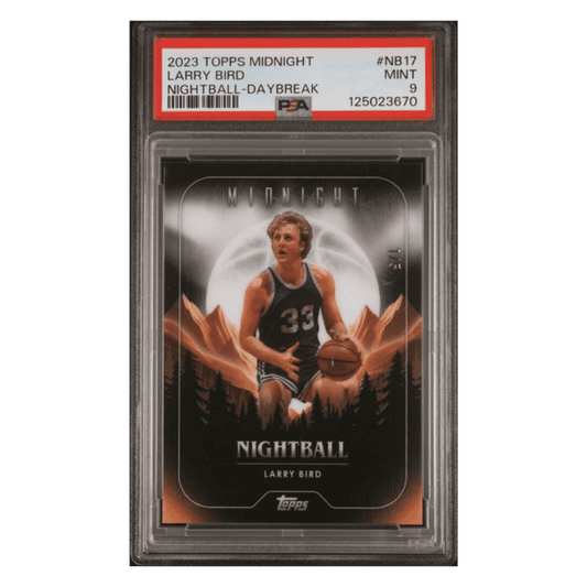 Larry Bird PSA 9 2023 Topps Midnight Nightball Daybreak #1/ 5 Card #NB17