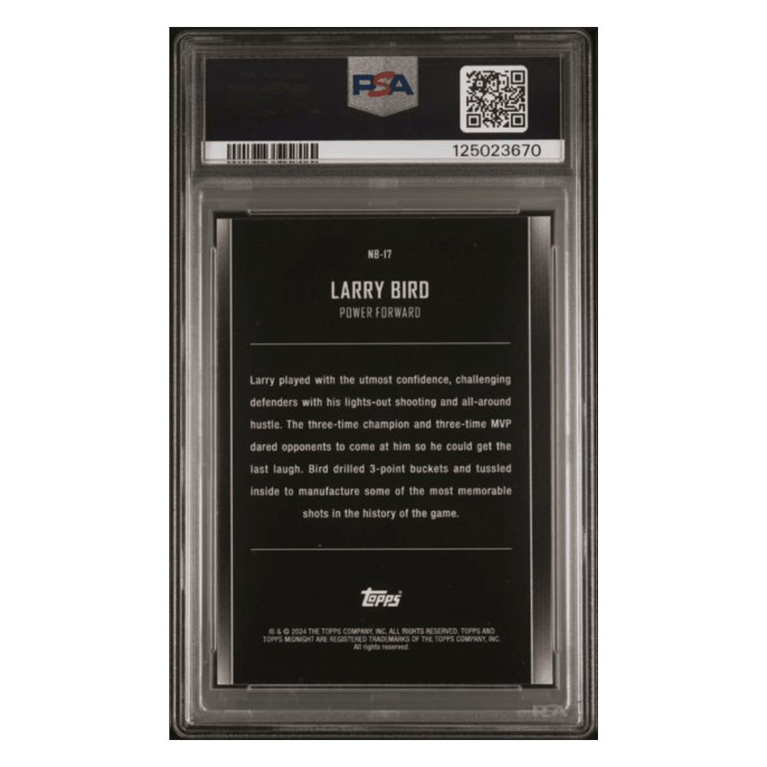 Larry Bird PSA 9 2023 Topps Midnight Nightball Daybreak #1/ 5 Card #NB17