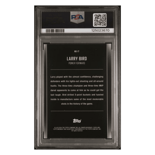 Larry Bird PSA 9 2023 Topps Midnight Nightball Daybreak #1/ 5 Card #NB17