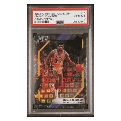 Magic Johnson PSA 10 2022 Panini National VIP Camo Green #d/ 25 Card #26