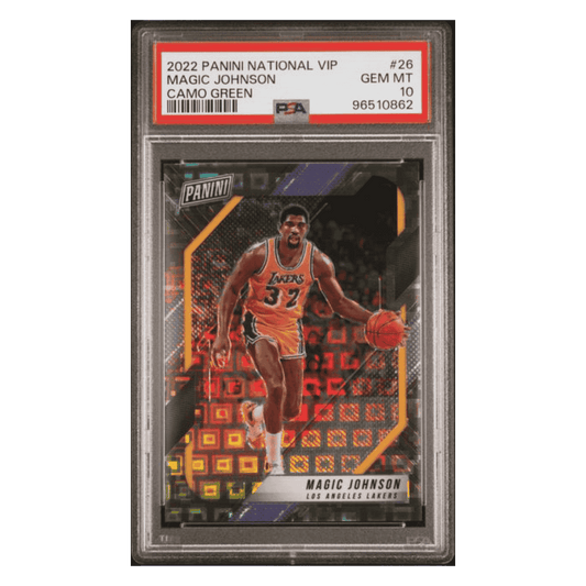 Magic Johnson PSA 10 2022 Panini National VIP Camo Green #d/ 25 Card #26
