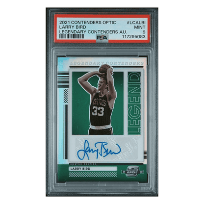 Larry Bird PSA 9 2021 Panini Contenders Optic Legendary Contenders Autograph #d/ 99 Card #LCALBI