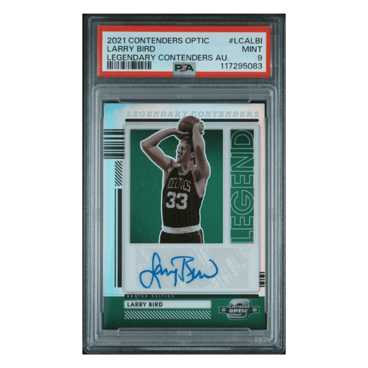 Larry Bird PSA 9 2021 Panini Contenders Optic Legendary Contenders Autograph #d/ 99 Card #LCALBI