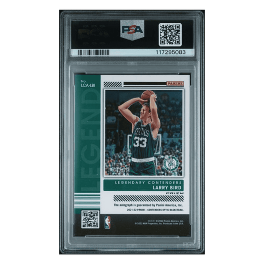 Larry Bird PSA 9 2021 Panini Contenders Optic Legendary Contenders Autograph #d/ 99 Card #LCALBI