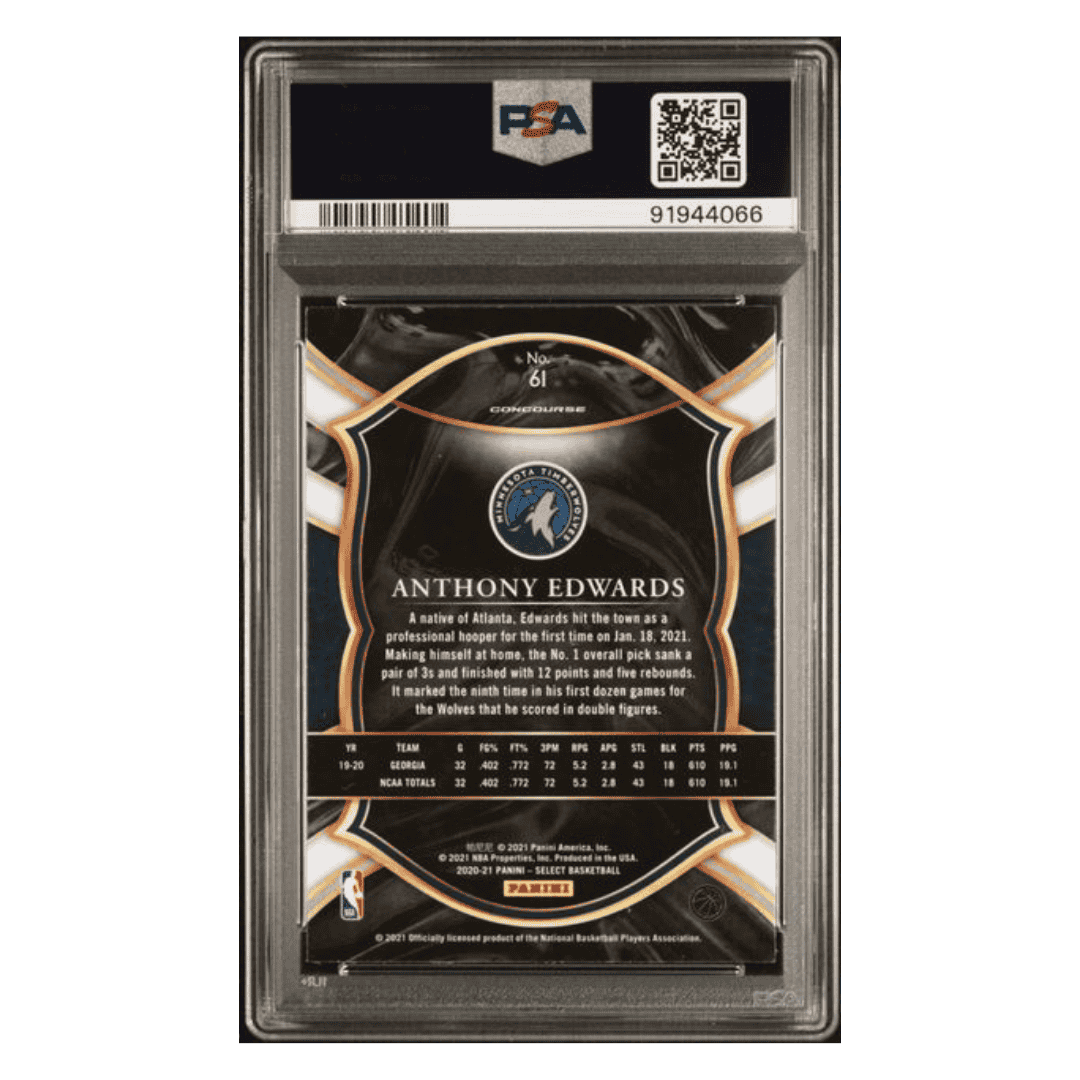 Anthony Edwards PSA 10 2020 Panini Select Blue Retail Card #61