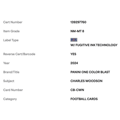 Charles Woodson PSA 8 2024 Panini One Color Blast Case Hit Card #CB-CWN
