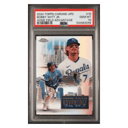 Bobby Witt Jr PSA 10 2024 Topps Chrome Update Home Field Advantage Case Hit Card #10