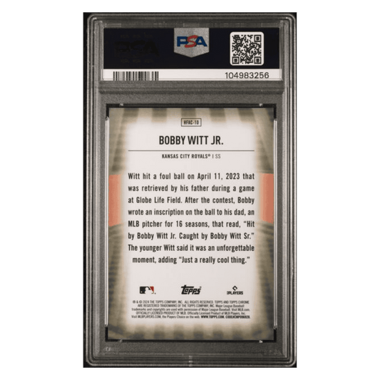 Bobby Witt Jr PSA 10 2024 Topps Chrome Update Home Field Advantage Case Hit Card #10