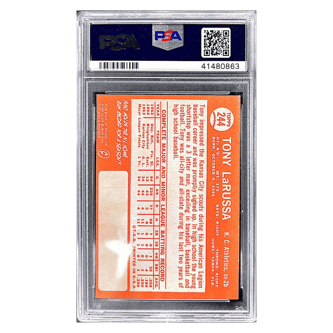 Tony LaRussa PSA 6 1964 Topps Card #244