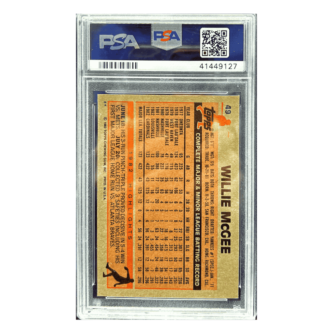 Willie McGee PSA 8 1983 Topps Card #49