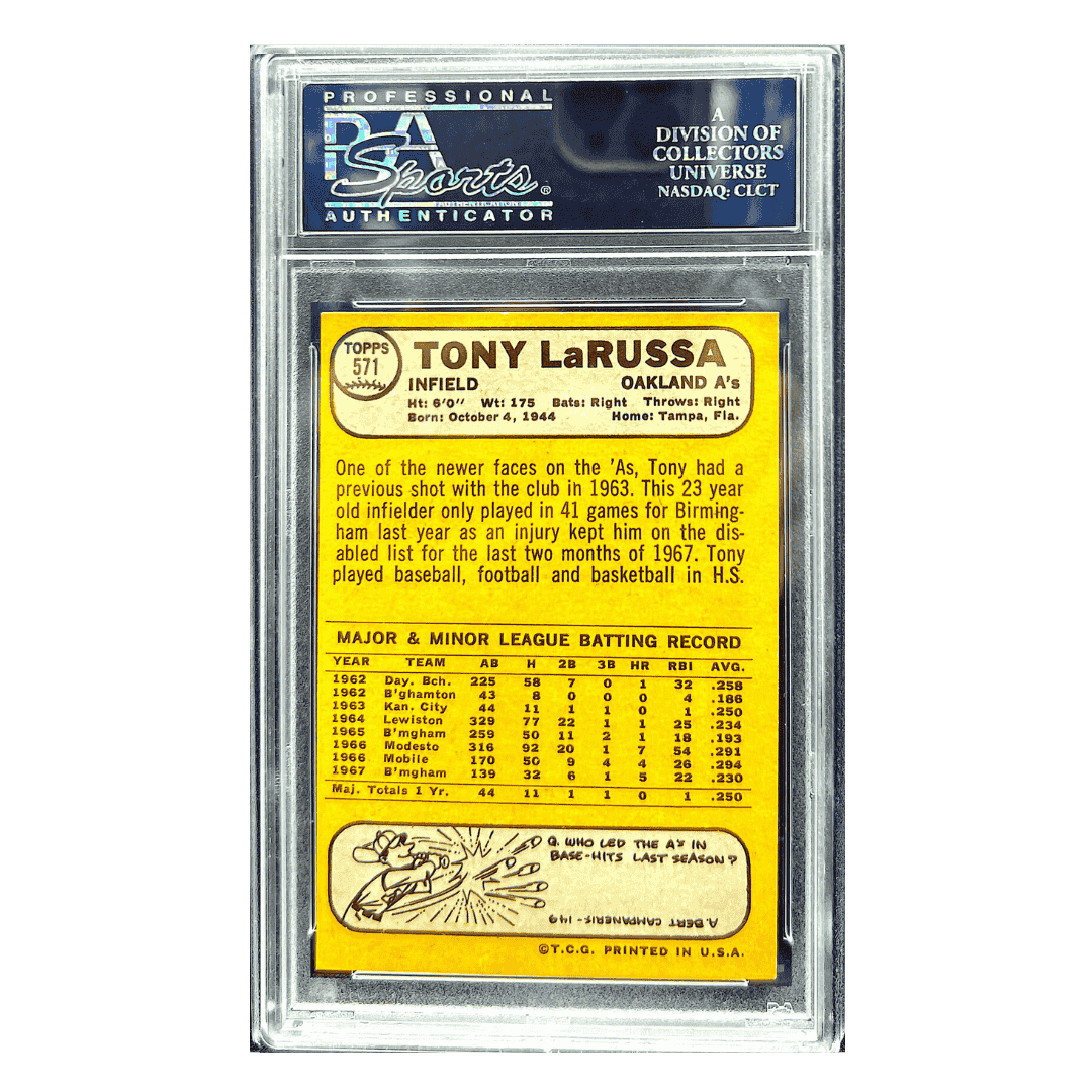 Tony LaRussa PSA 8 1968 Topps Card #571