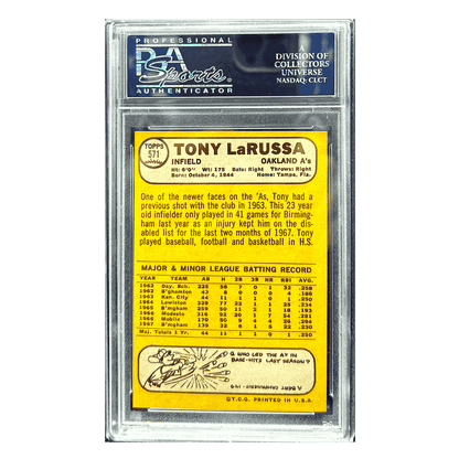 Tony LaRussa PSA 8 1968 Topps Card #571