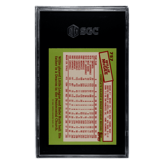 Willie McGee SGC 10 1985 Topps Tiffany POP 1 Card #757