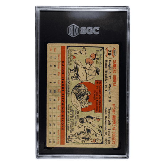 Sandy Koufax SGC 1.5 1956 Topps Gray Back Card #79