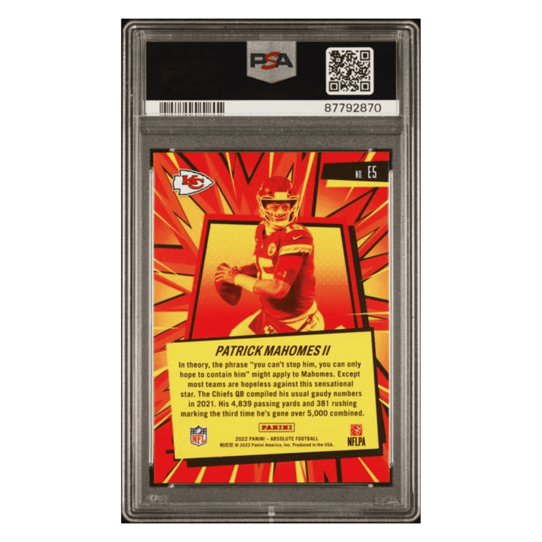Patrick Mahomes PSA 10 2022 Panini Absolute Explosive Case Hit Card #E5