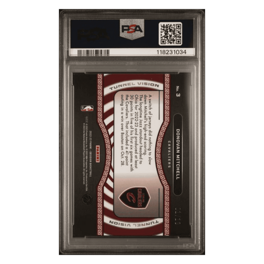 Donovan Mitchell PSA 9 2022 Panini Obsidian Tunnel Vision EE Yellow Flood #1/ 10 Card #3