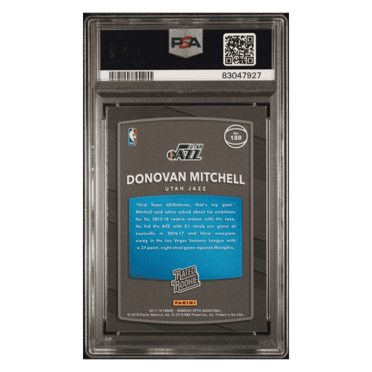 Donovan Mitchell PSA 9 2017 Panini Donruss Optic Red/ Yellow Card #188