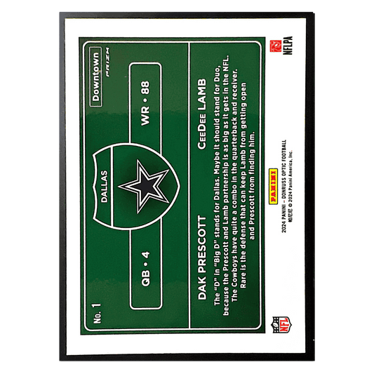 Dak Prescott & CeeDee Lamb 2024 Panini Donruss Optic Downtown Duos Card #1