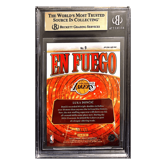 Luka Doncic BGS 9.5 2024-25 Panini Select En Fuego Red Prizms #d/ 99 Card #9