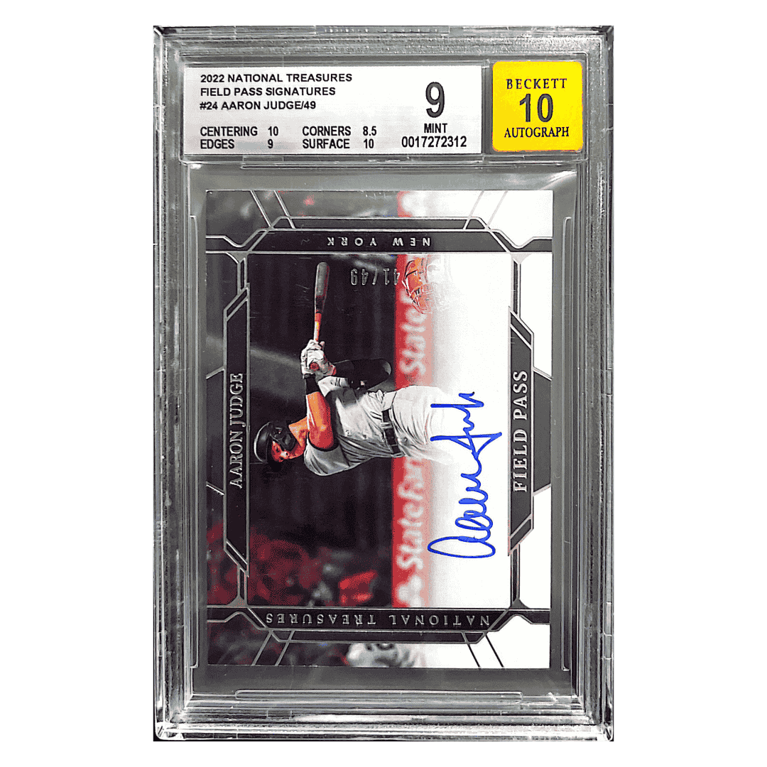 Aaron Judge BGS 9 2022 Panini National Treasures Field Pass Signatures #d/ 49 Card #24
