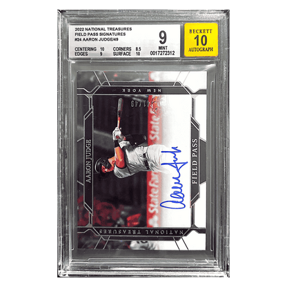 Aaron Judge BGS 9 2022 Panini National Treasures Field Pass Signatures #d/ 49 Card #24