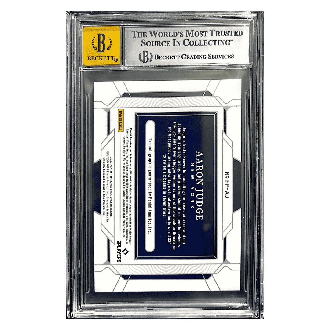 Aaron Judge BGS 9 2022 Panini National Treasures Field Pass Signatures #d/ 49 Card #24