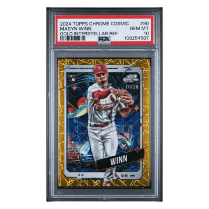 Masyn Winn PSA 10 2024 Topps Chrome Cosmic Gold Interstellar Refractor Rookie RC #d/ 50 Card #90