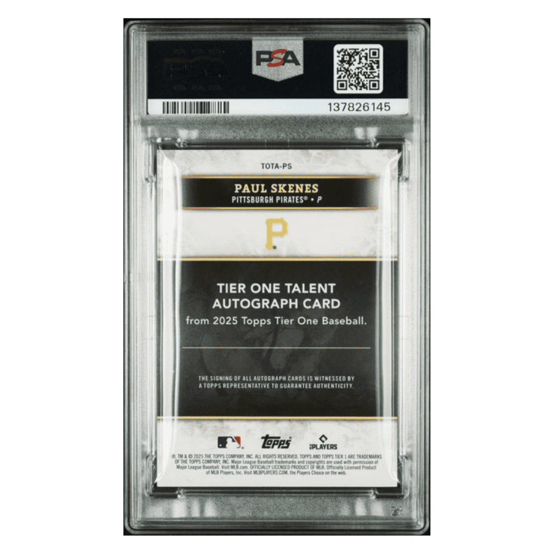 Paul Skenes PSA 7 2025 Topps Tier One Talent Autograph Green Foil #d/ 20 Card #TOTA-PS