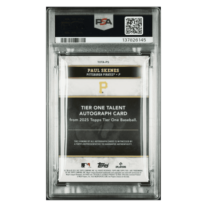 Paul Skenes PSA 7 2025 Topps Tier One Talent Autograph Green Foil #d/ 20 Card #TOTA-PS