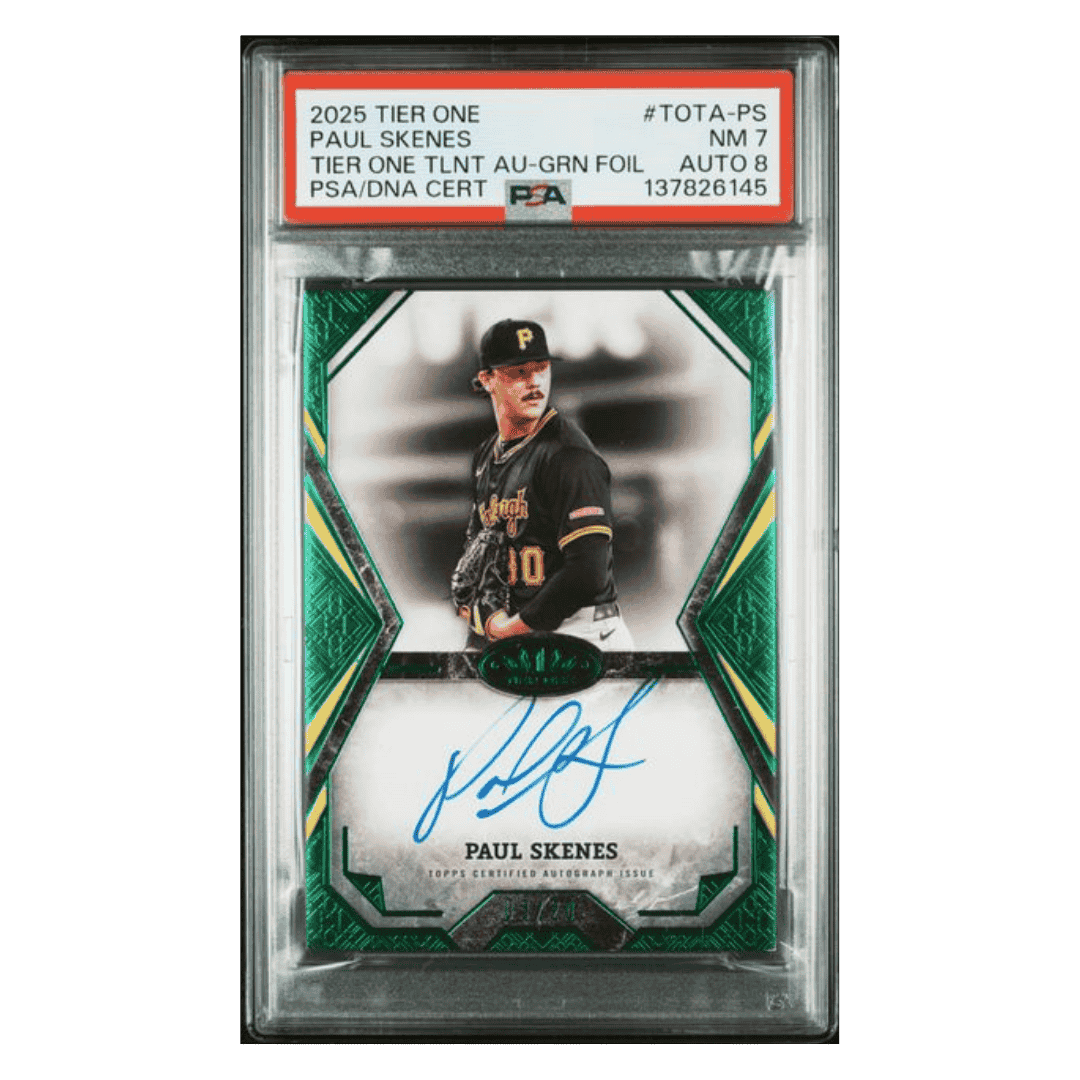 Paul Skenes PSA 7 2025 Topps Tier One Talent Autograph Green Foil #d/ 20 Card #TOTA-PS