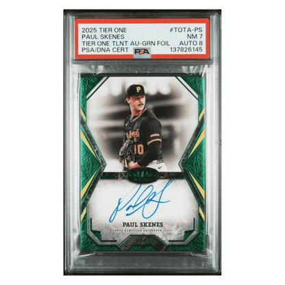 Paul Skenes PSA 7 2025 Topps Tier One Talent Autograph Green Foil #d/ 20 Card #TOTA-PS