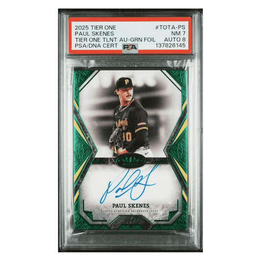 Paul Skenes PSA 7 2025 Topps Tier One Talent Autograph Green Foil #d/ 20 Card #TOTA-PS