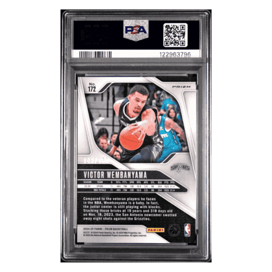 Victor Wembanyama PSA 9 2024 Panini Prizm Blue Fast Break Card #172