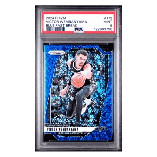 Victor Wembanyama PSA 9 2024 Panini Prizm Blue Fast Break Card #172