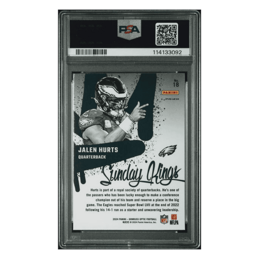 Jalen Hurts PSA 10 2024 Panini Donruss Optic Sunday Kings Case Hit Card #18