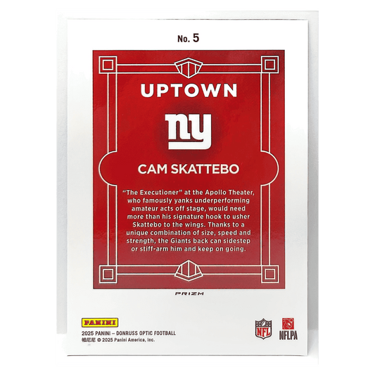 Cam Skattebo 2025 Panini Donruss Optic Uptown Rookie RC Card #5