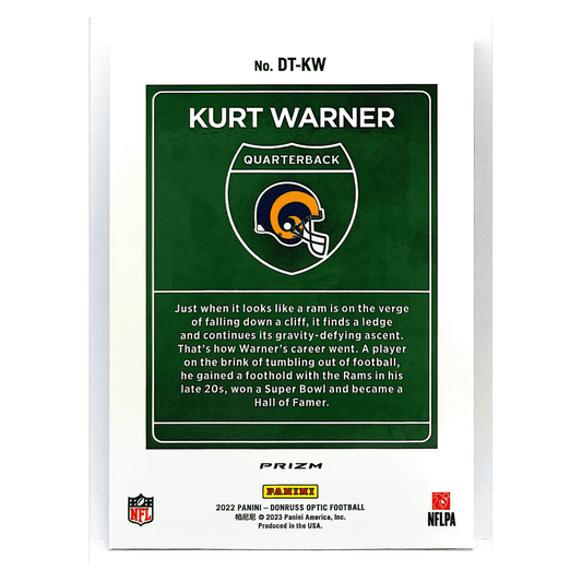 Kurt Warner 2022 Panini Donruss Optic Downtown! Card #DT-KW