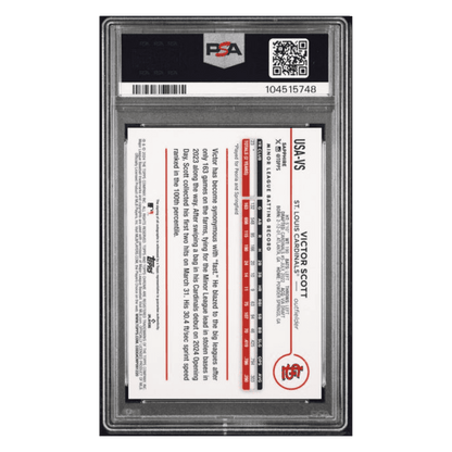 Victor Scott PSA 8 2024 Topps Chrome Update Sapphire Edition Autograph Rookie RC #d/ 199 Card #VS