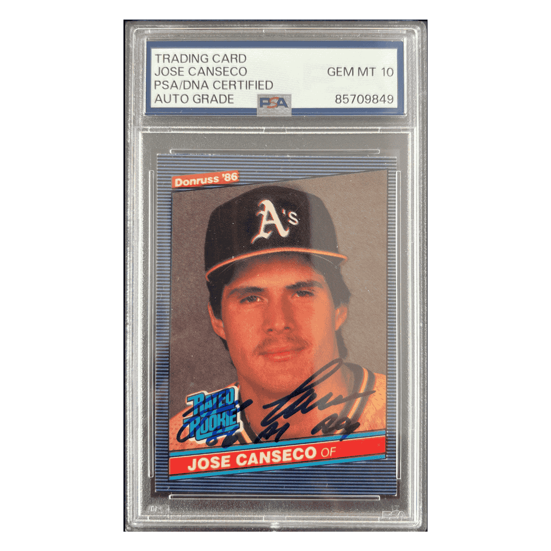 Jose Canseco 1985 Leaf Donruss Rated Rookie Autograph Card #39