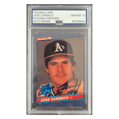 Jose Canseco 1985 Leaf Donruss Rated Rookie Autograph Card #39