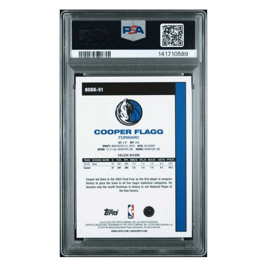 Cooper Flagg PSA 9 2025 Topps 1980 Topps Basketball Card #80BK-51
