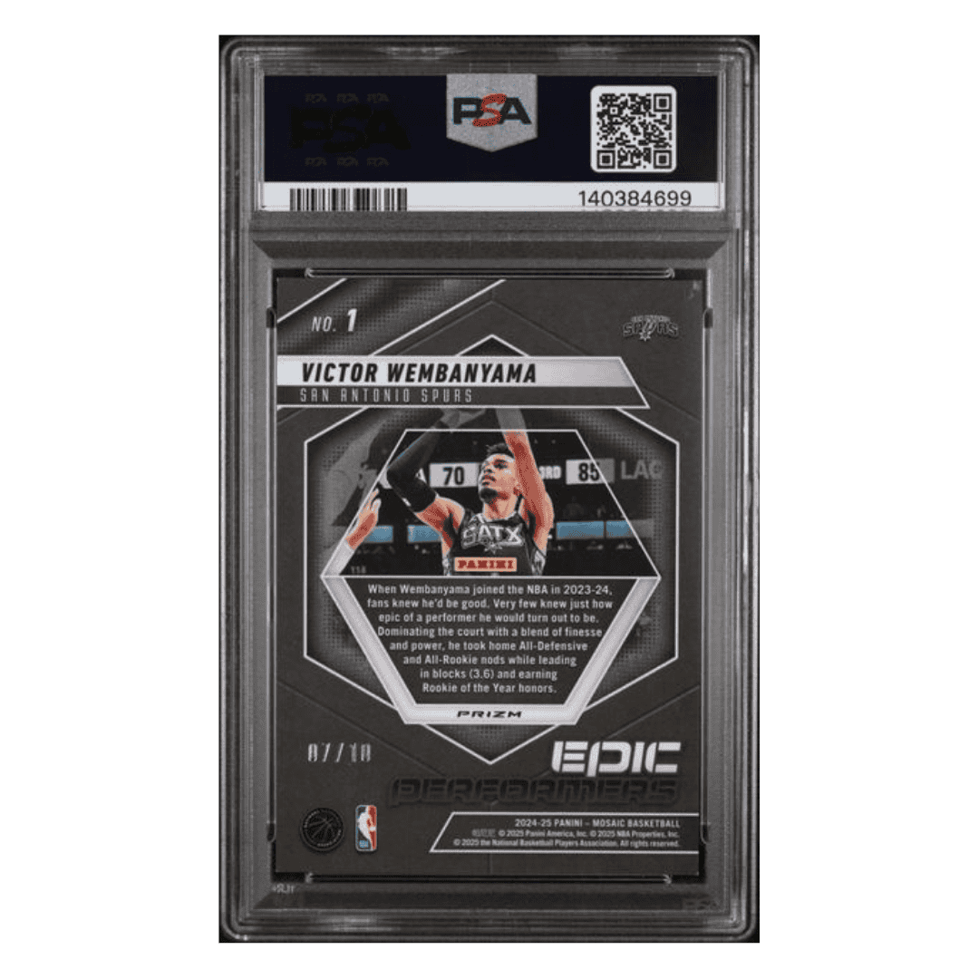 Victor Wembanyama PSA 9 2024 Panini Mosaic Epic Performers Green Flr #d/ 10 Card #1