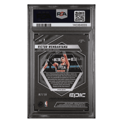 Victor Wembanyama PSA 9 2024 Panini Mosaic Epic Performers Green Flr #d/ 10 Card #1