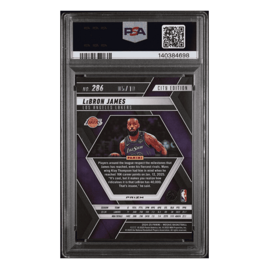 LeBron James PSA 10 2024 Panini Mosaic Green Fluorescent #d/ 10 Card #286