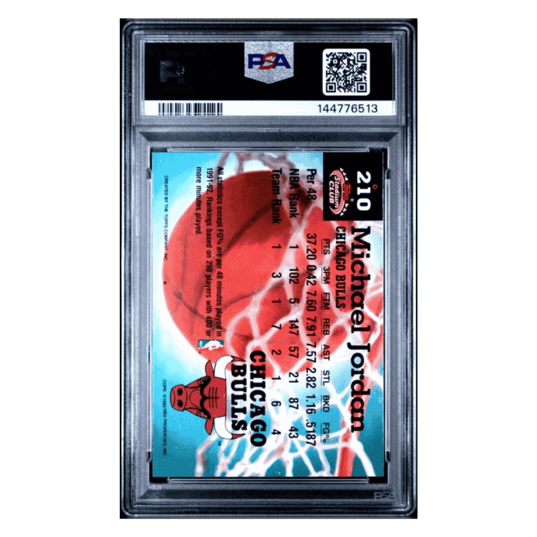 Michael Jordan PSA 9 1992 Topps Stadium Club Card #210